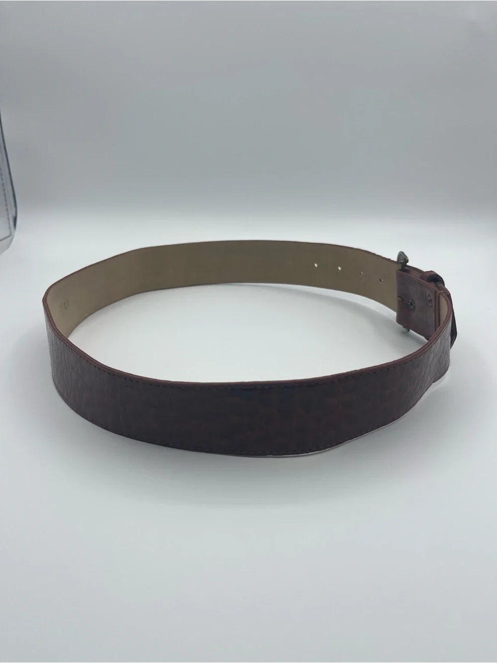 Vintage Century Canada Red Brown Croc Embossed Leather Belt Size 10